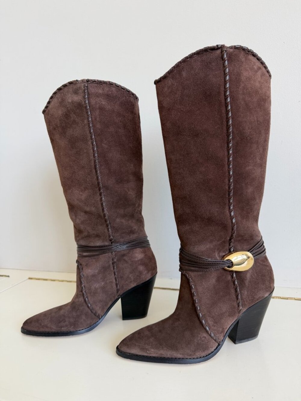 Dolce Vita Jody Dark Brown Suede Western Knee High Boots 6.5